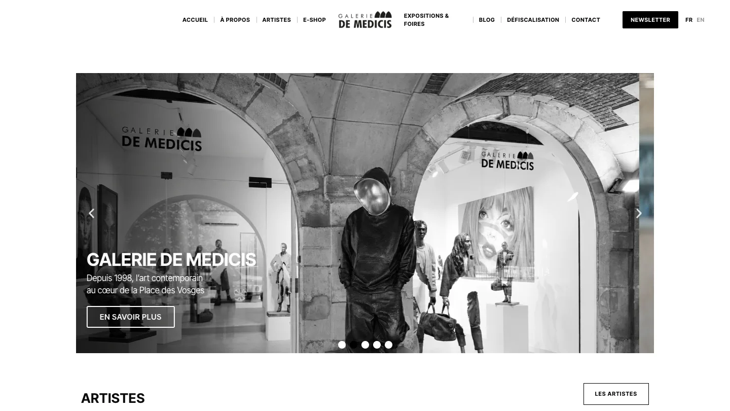 Page d'accueil du site Galerie De Medicis